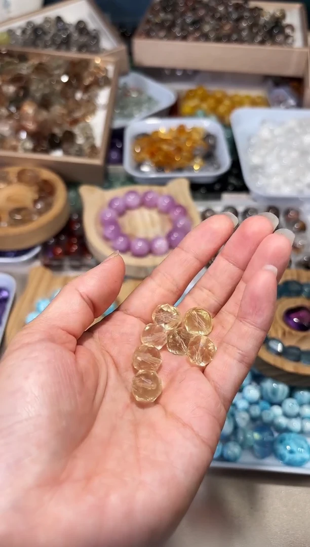 水晶手串未镶嵌T75黄水晶随型一颗