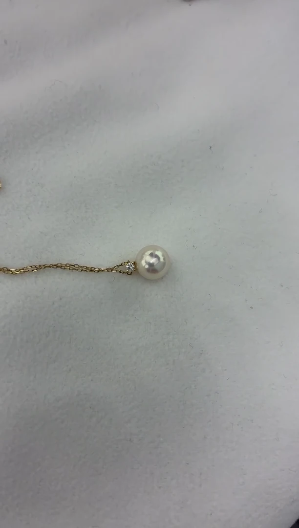 颈饰18K金镶嵌海水珍珠王妃吊坠8.5-9（赠送银链子