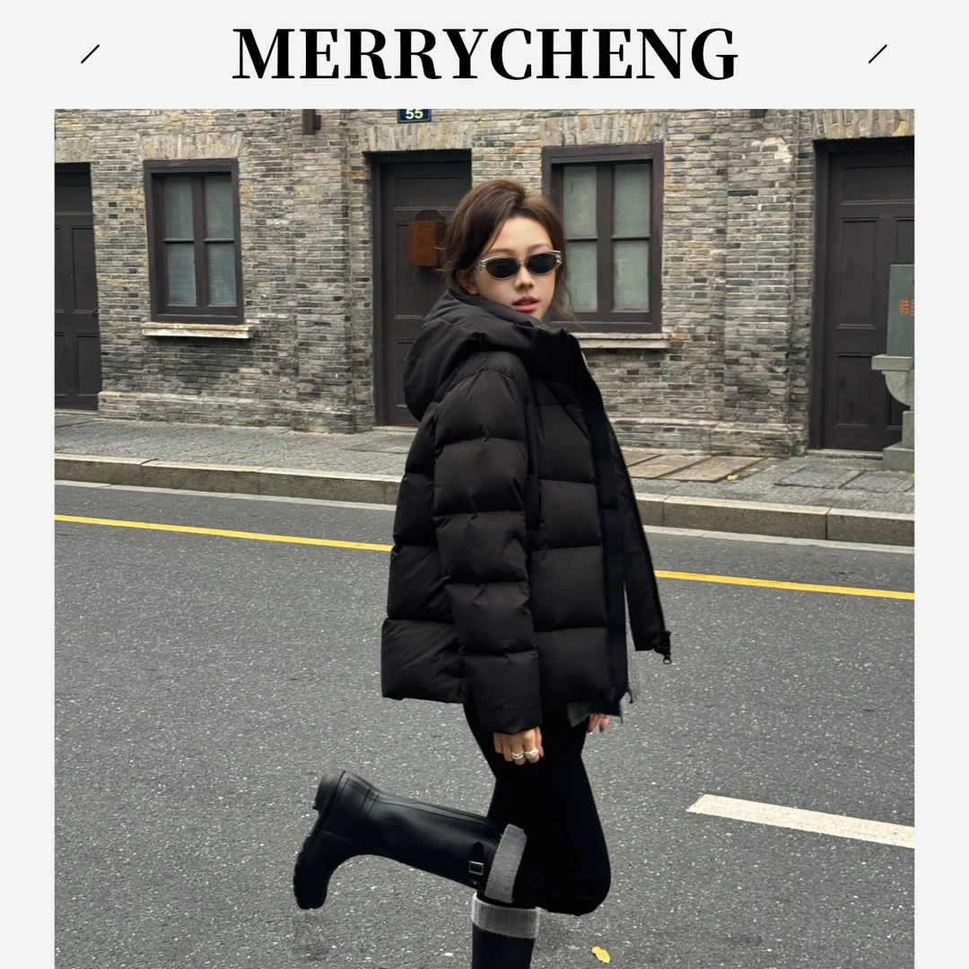 【25年重磅上新】美力城黑奇士羽绒服时髦短款抗寒面包鹅绒外套R018