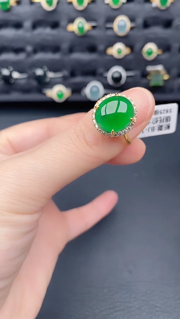 银S925镶嵌戒指翡翠天然a货翡翠184