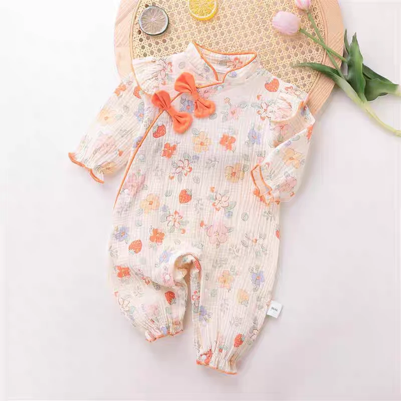 纱布棉纯棉女宝连体衣