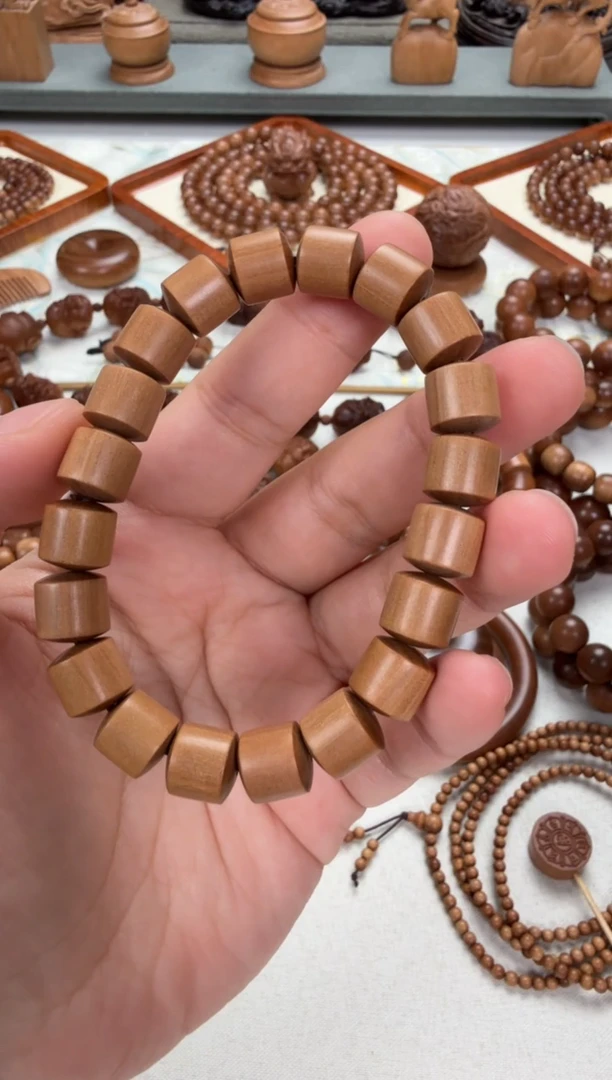 檀香木手串/手链1.0顺纹桶珠单圈 印度老山檀香