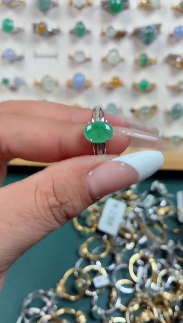 银S925镶嵌戒指翡翠.