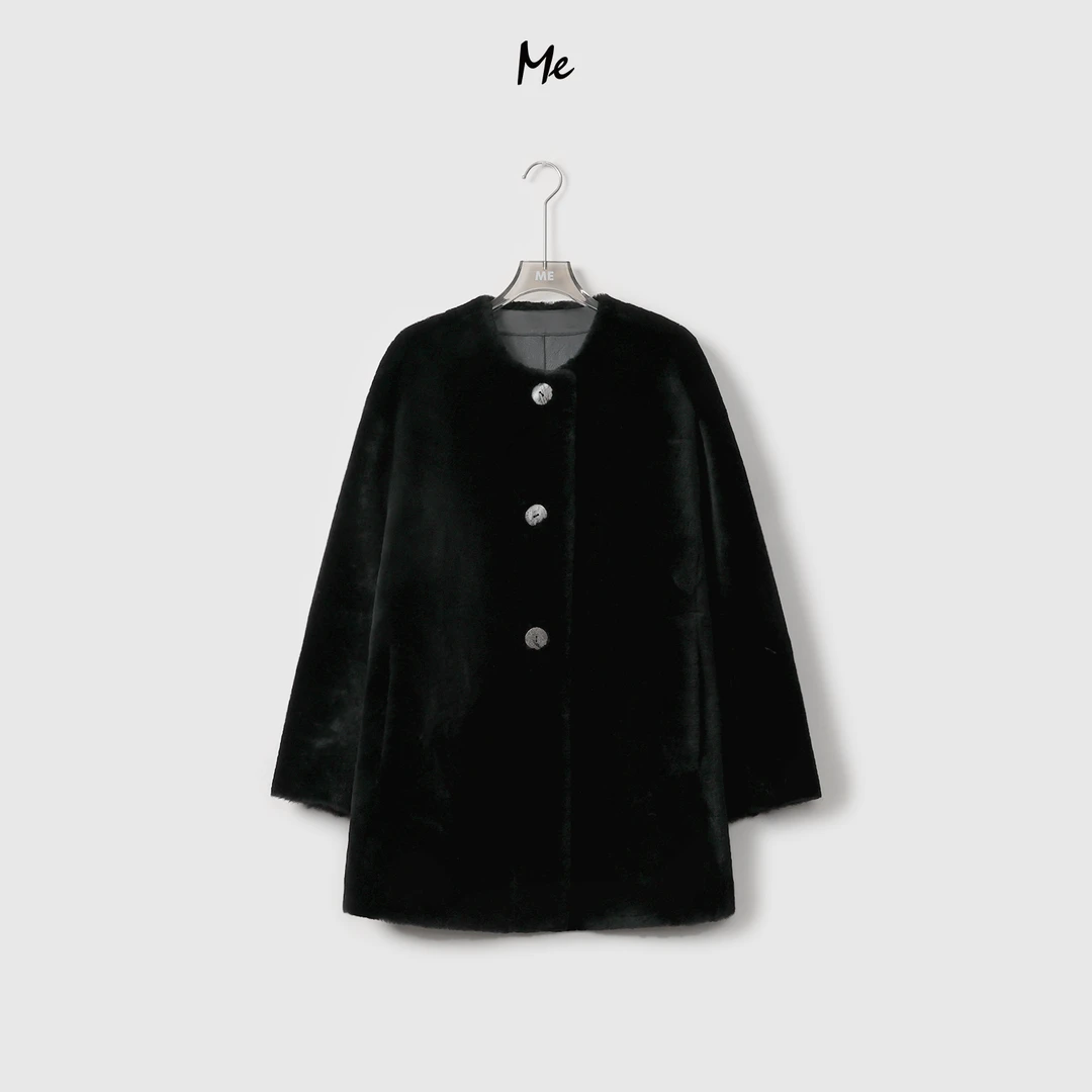 ME【黑赫拉】西班牙进口羊皮毛一体保暖高端一手长皮草外套MEQA5077