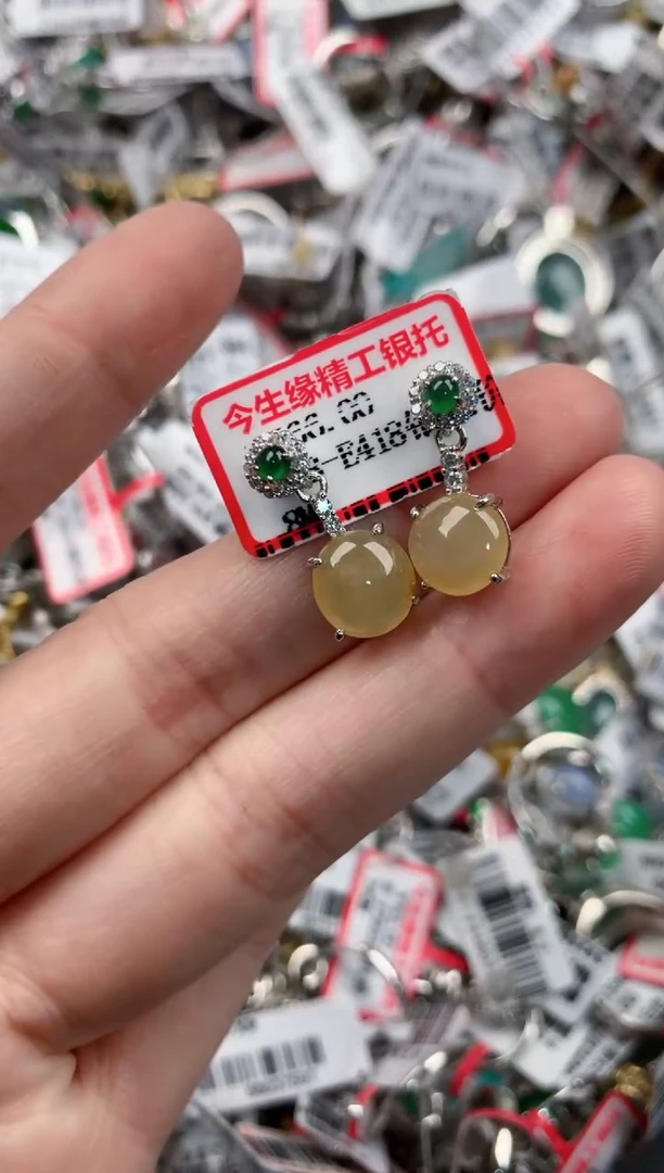 银S925镶嵌戒指翡翠666---9