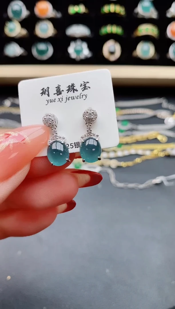 【闪购商品】翡翠耳饰银S925镶嵌5080550