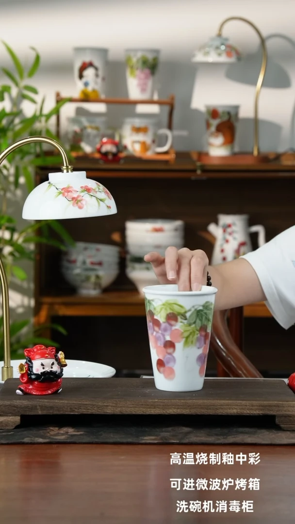 景德镇手绘釉中彩（食品级）可乐杯