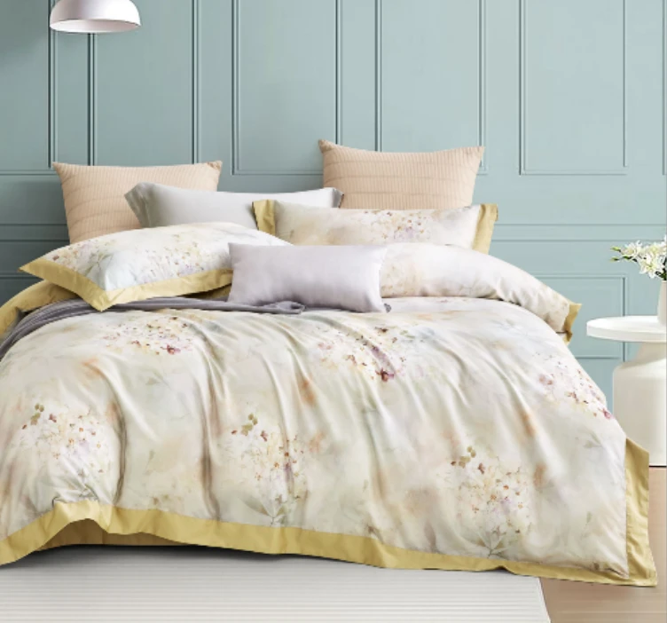 C7505 纯棉100s御棉活性数码印花四件套 伊芙琳桔200*230简约大气