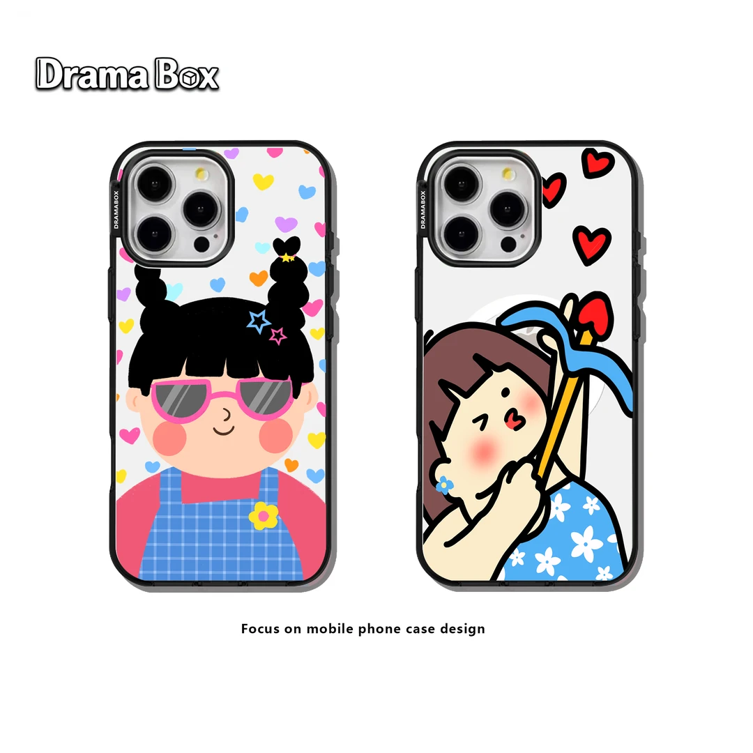 原创【墨镜女孩】卡通适用iphone17pro/16/15苹果14超薄透明手机壳