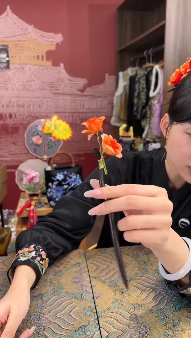 【闪购商品】刺绣非遗绒花（发饰）