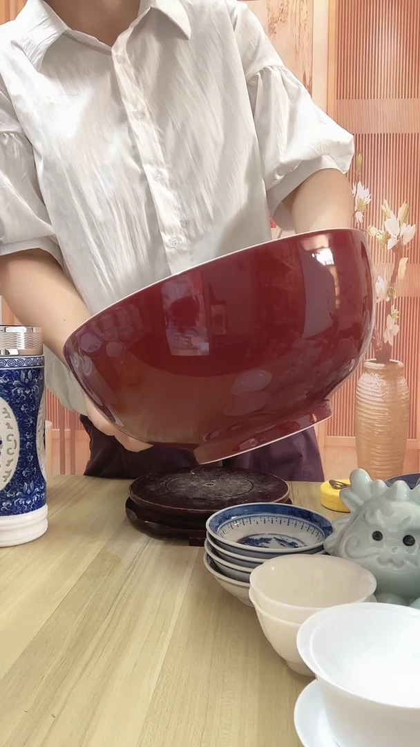 瓷笑*郎红陶瓷大碗1个