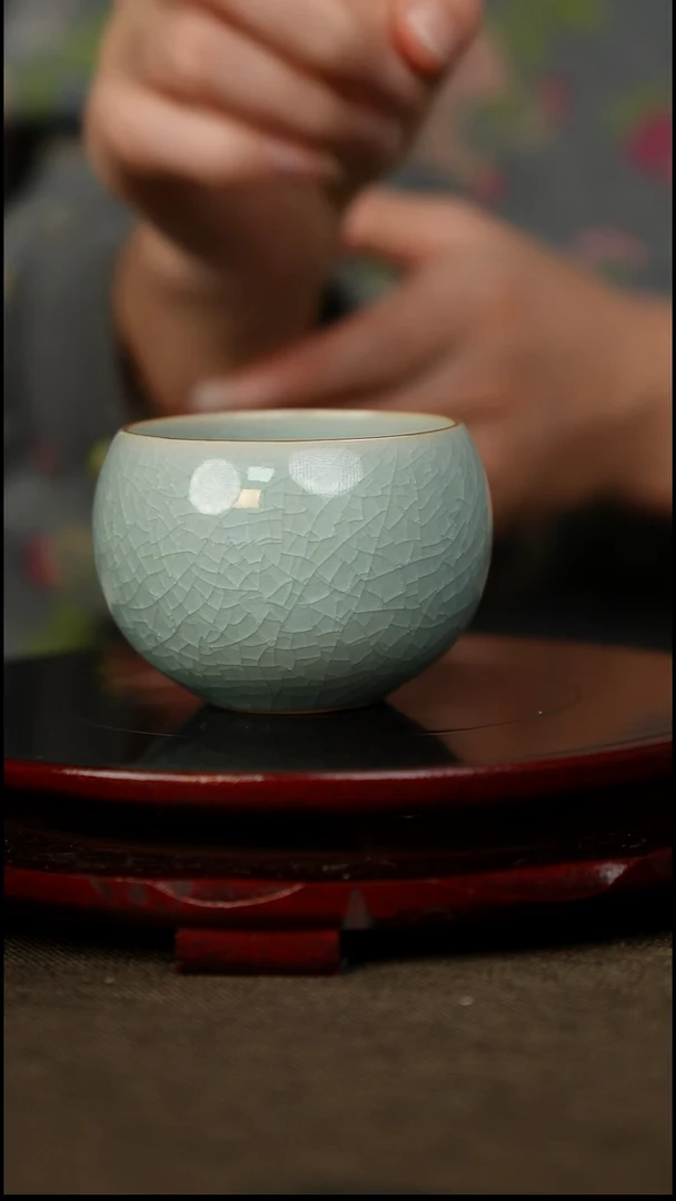 樊立 鱼鳞冰花 禅定杯 带底款