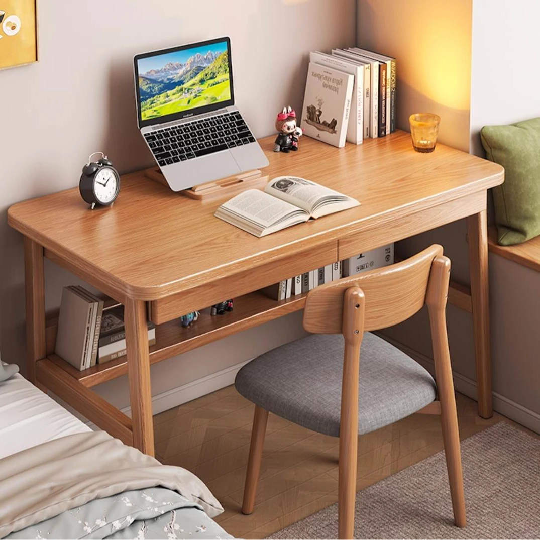 书桌实木书桌学习桌桌子书桌学生专用12-18岁写字桌书桌书柜一体