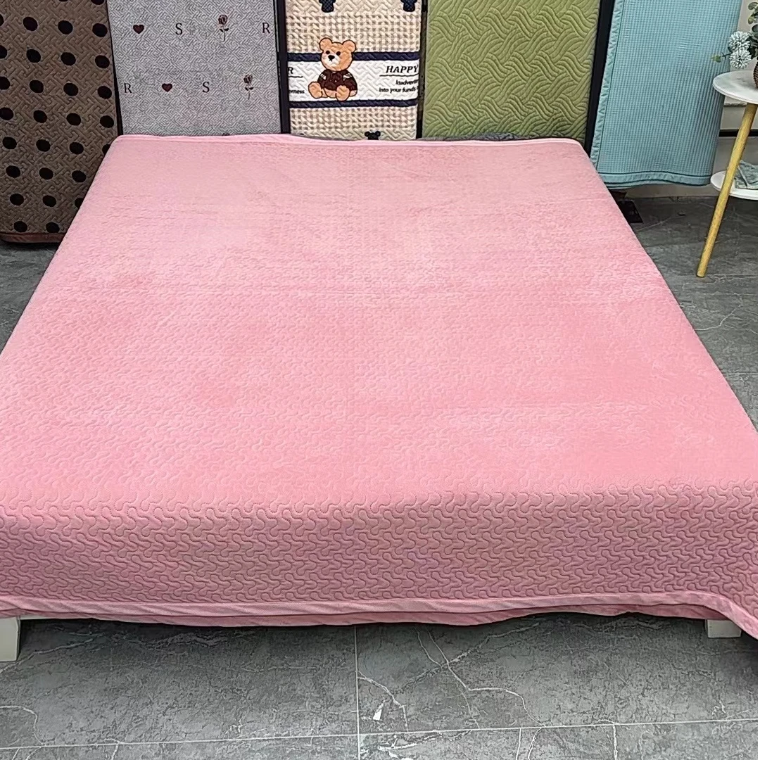 2.3*2.5 加厚宝宝绒素色床盖《粉色》
