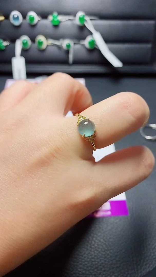 银S925镶嵌戒指翡翠天然翡翠A货s925银镶