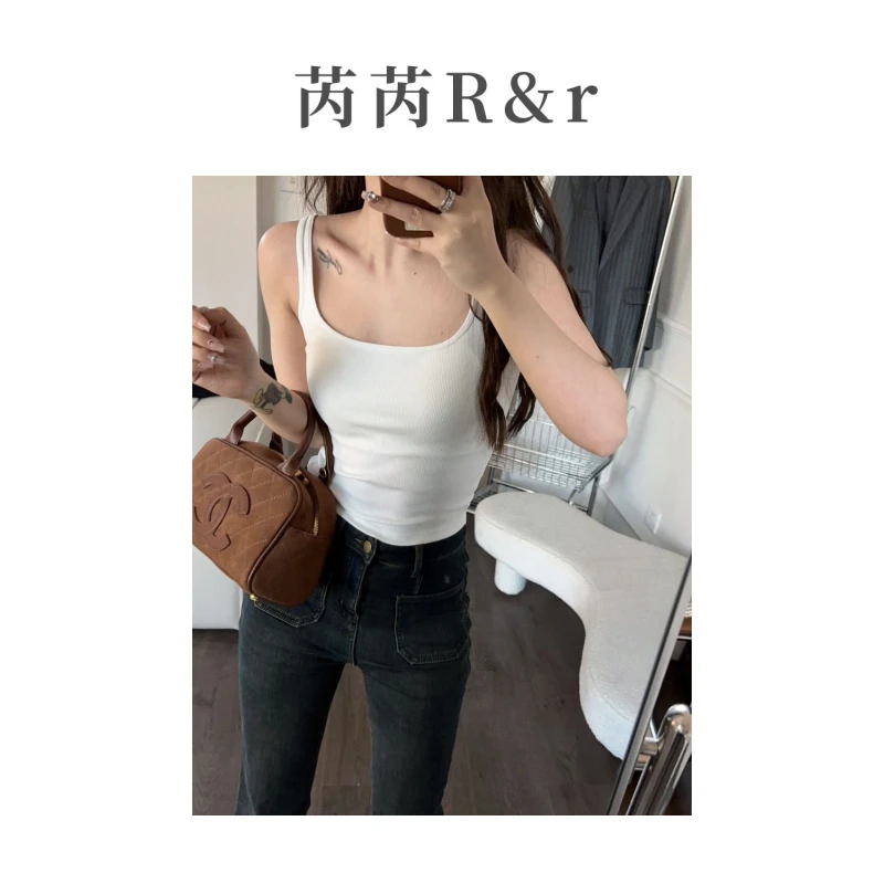 芮芮Rr - “万能打底” 螺纹小方领一体杯背心