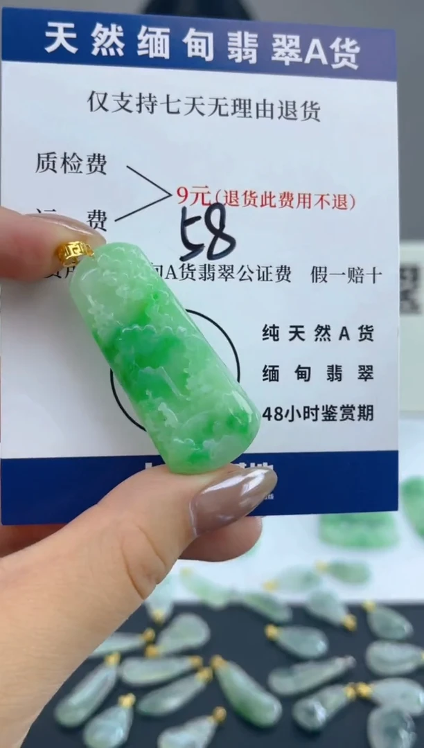 颈饰18K金镶嵌翡翠天然A货翡翠