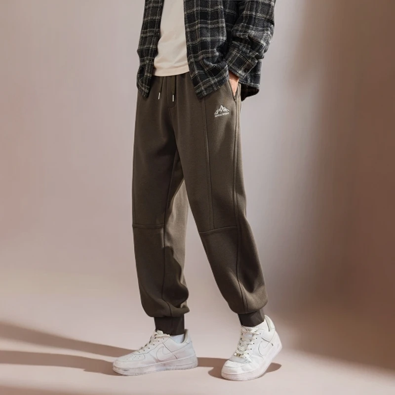 360G重磅休闲针织卫裤男士秋季2025新款宽松潮牌刺绣束脚运动裤子