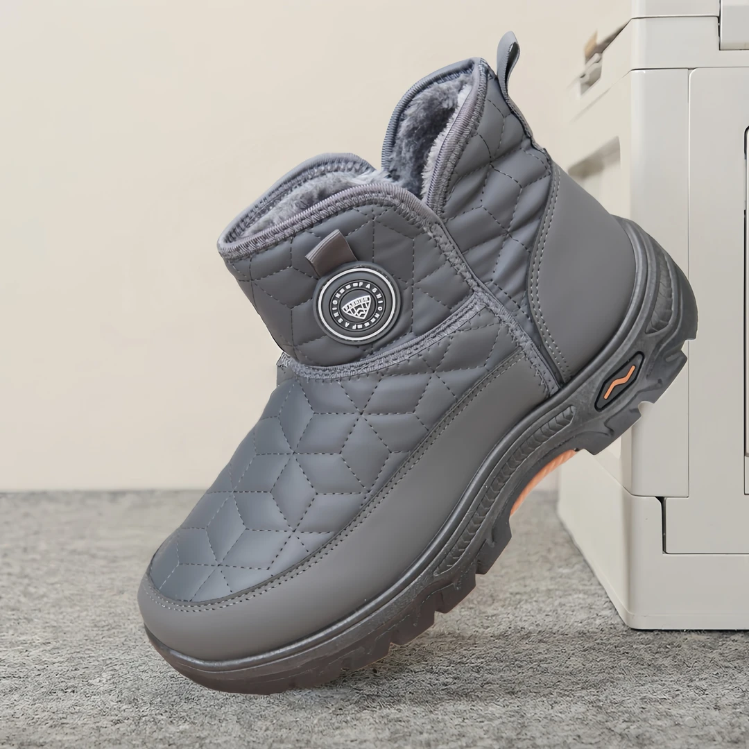 2025冬季新款纯色格子平跟男士高帮棉鞋休闲冬季防滑保暖爸爸鞋