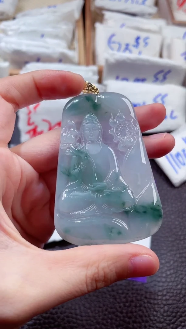 翡翠18K金镶嵌颈饰00004512素衣