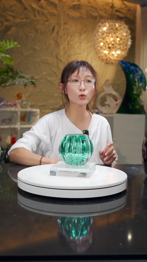 手工艺品琉璃湖水蓝南瓜香薰瓶