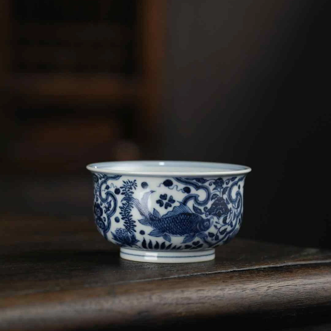 【小乔赏瓷】布一窑如意鱼藻纹炉式杯