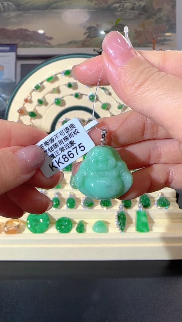 颈饰18K金镶嵌翡翠KK8675 佛公