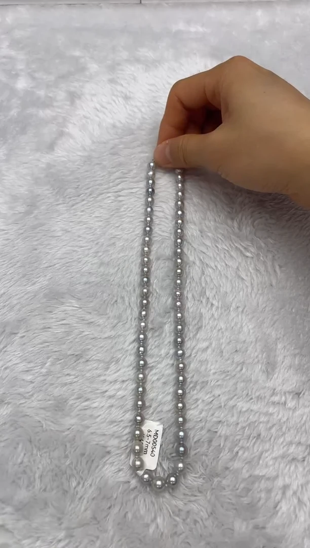 项链银S925镶嵌海水珍珠AK真多麻6.5-7mm