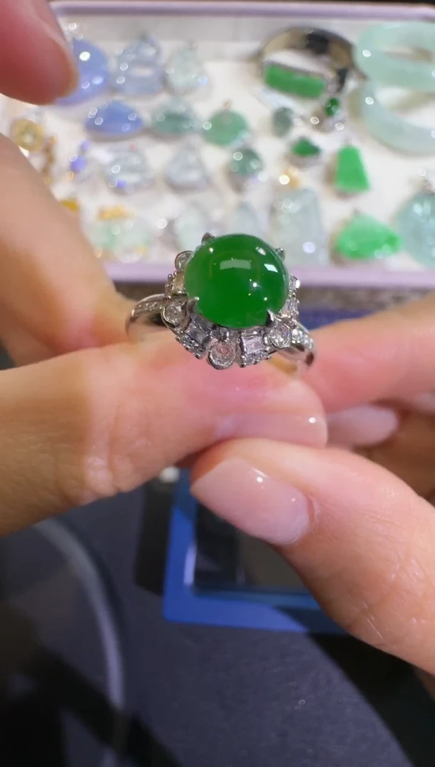 吊坠(不含链)18K金镶嵌翡翠【源头工厂】18k金钻石镶嵌