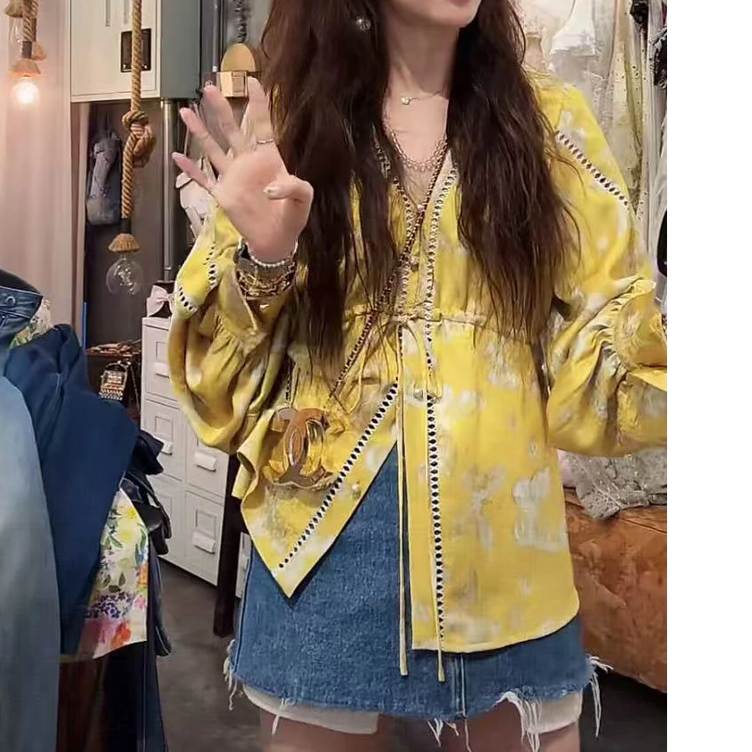 定制法式宫廷风设计感提花双面印花衬衣衬衫