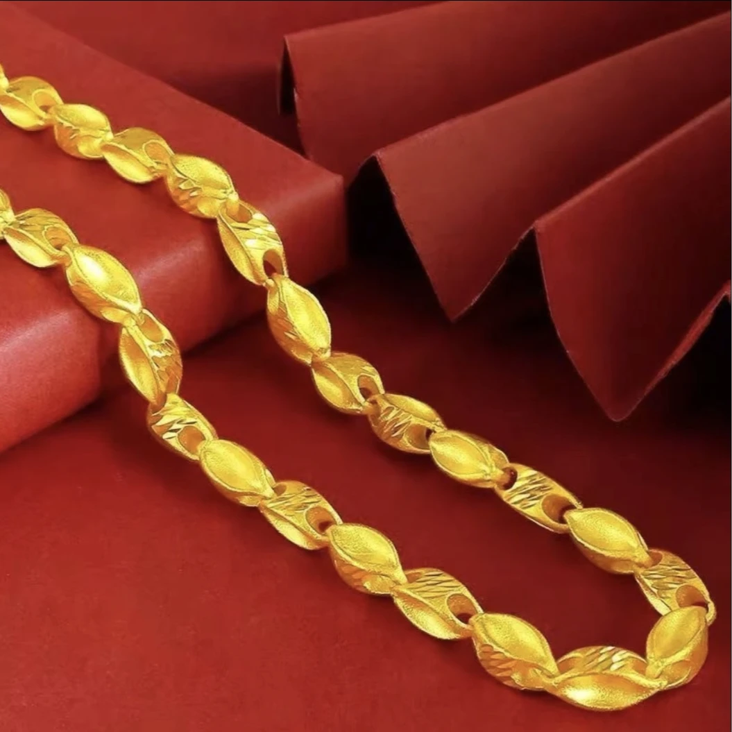 合金项链 合金【金钱麦穗项链】时尚潮流经典气质百搭男款金色空心