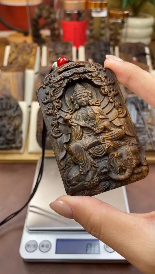 木木雕款芽庄 十二生肖守护 普贤菩萨 8cm 送养香瓶