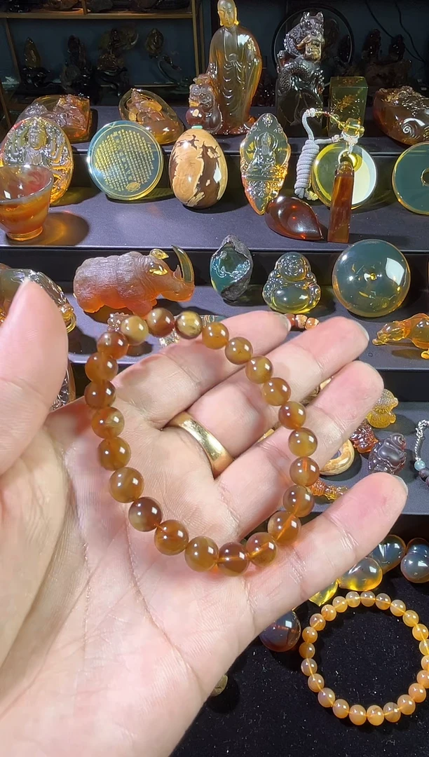 琥珀颈饰未镶嵌8mm溶洞蜜手串