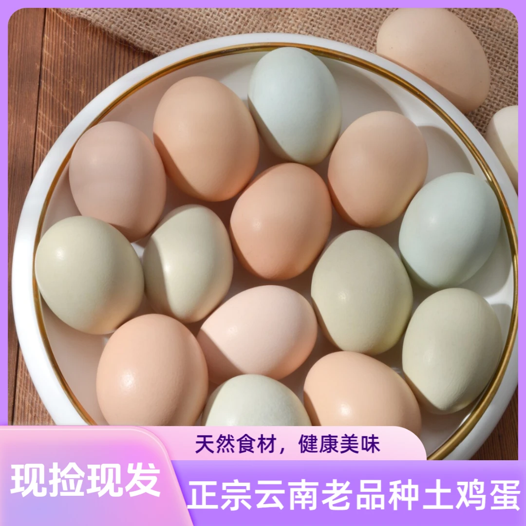 20/30枚云南高山散养粉壳生态土鸡蛋上午捡下午发损坏包赔