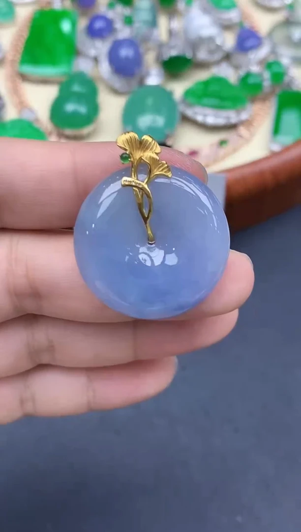 颈饰18K金镶嵌翡翠543-中国好珍宝