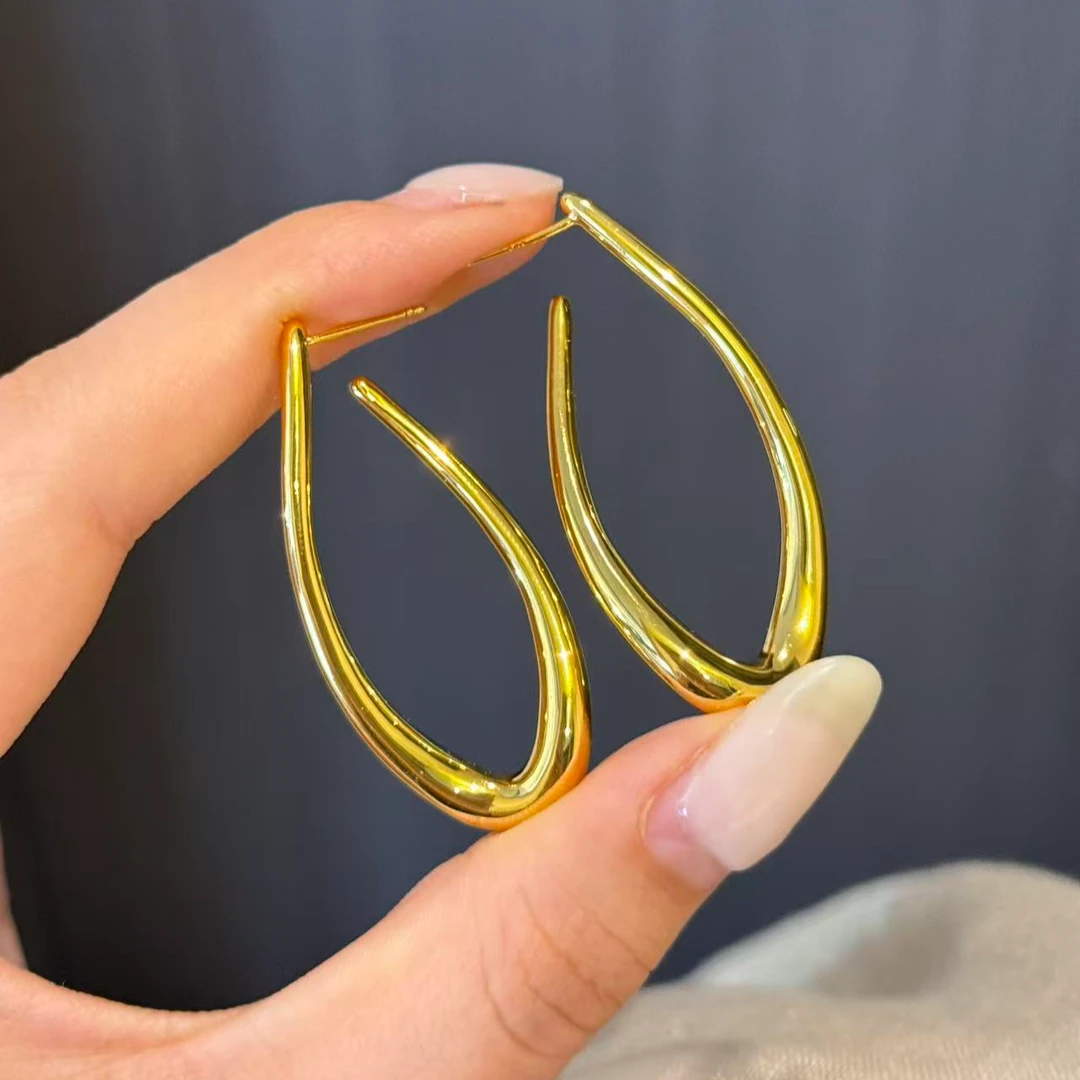 黄铜耳饰 【交织】小众女简约欧美设计感金色夸张百搭耳环