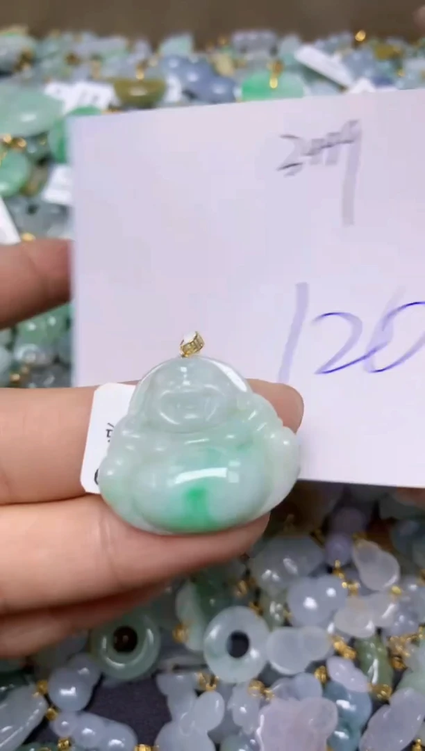 【闪购商品】翡翠挂件18K金镶嵌 天然翡翠A货