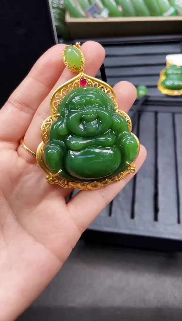 【闪购商品】和田玉吊坠18K金镶嵌50MM 多样性发一