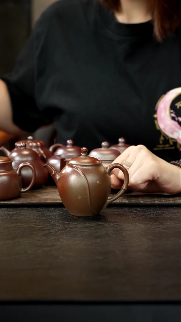 茶壶紫砂柴烧蟹壳青撒金清竹壶150cc