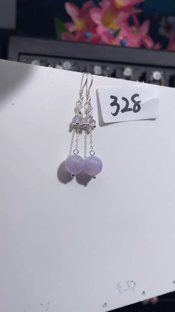 银S925镶嵌耳饰紫晶喜欢拍随机发