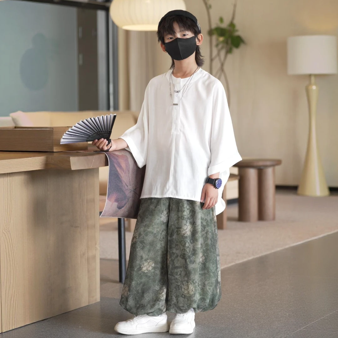 【刘刘妈】新中式亲子装夏款套装2025新款儿童装夏季衬衫T恤