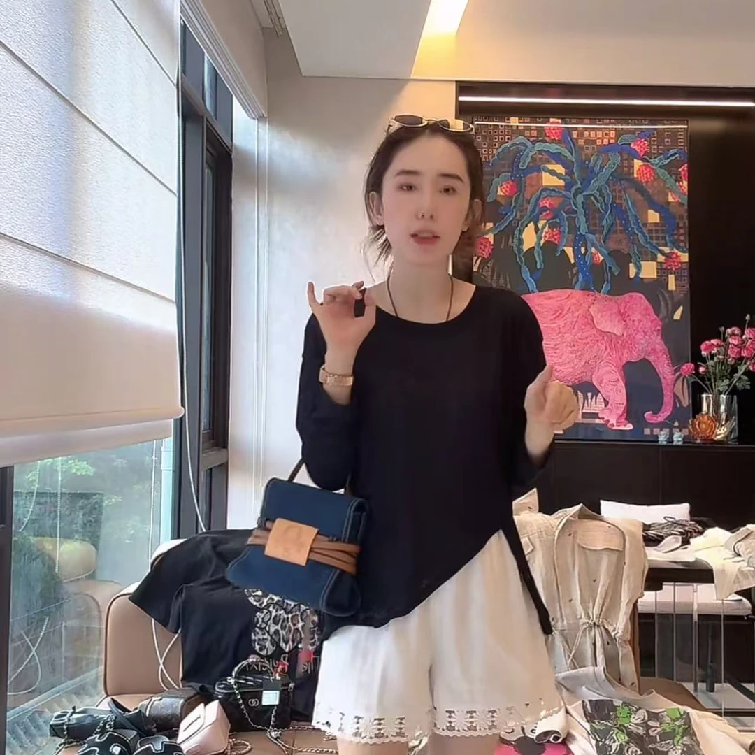 徐靖靖【开叉长T】2506029时尚百搭洋气气质薄款长袖开叉防晒衣