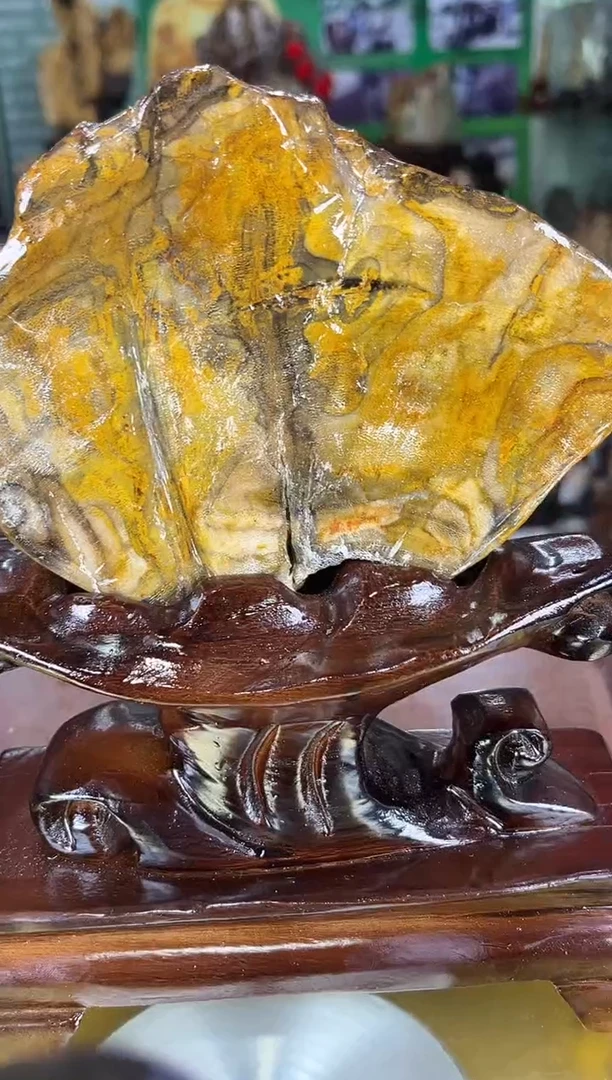 缅甸天然树化玉摆件