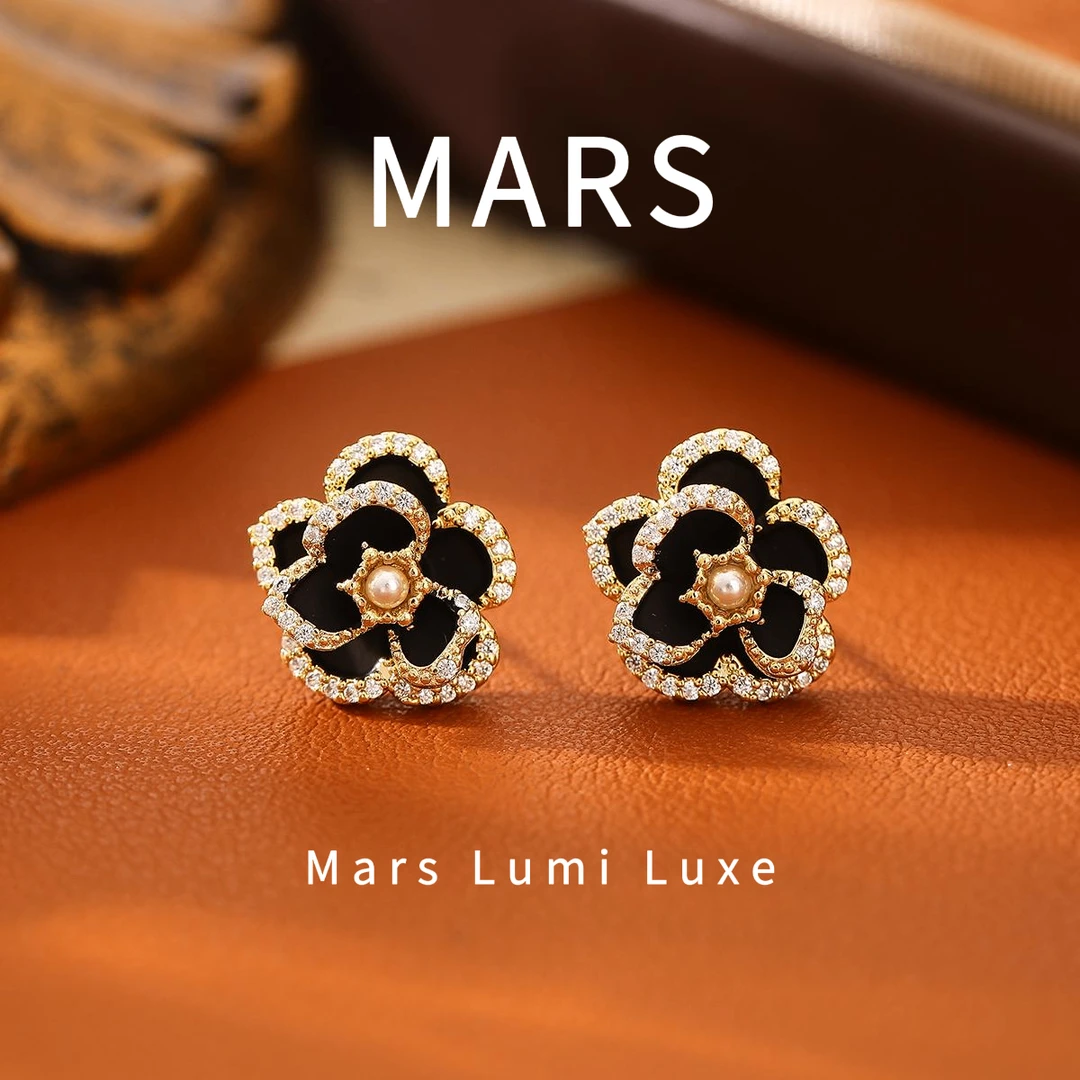 铜合金锆石耳饰 「洛可可露序」E0196 法式经典时尚百搭小香风耳饰