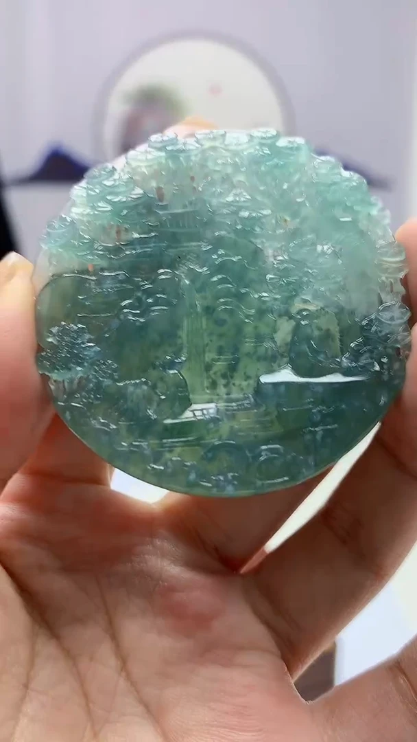 【闪购商品】定制翡翠未镶嵌5145ms-毛货山水赠珠链162