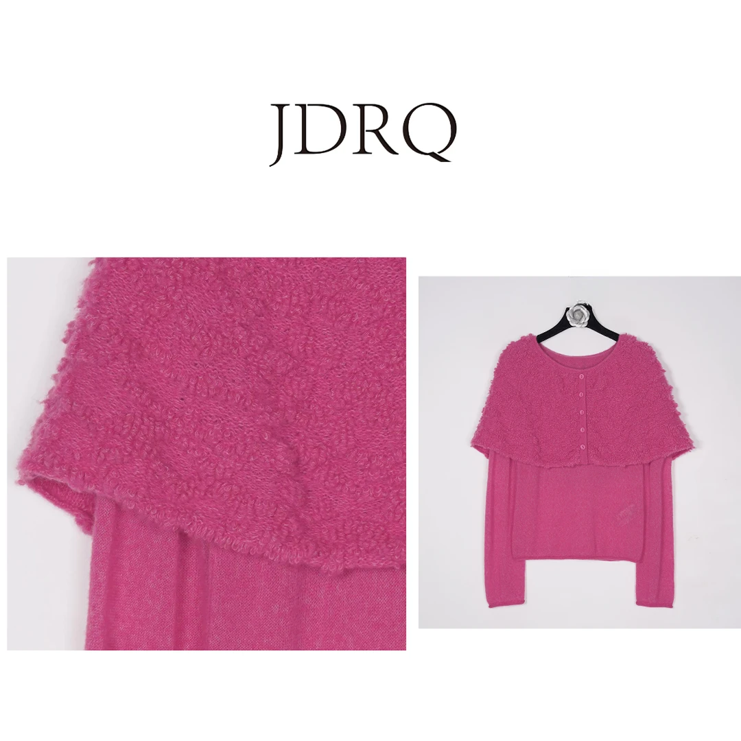 【JDRQ】气质女神斗篷高级凹凸针法肌理感针织上衣90913-1