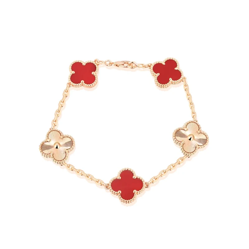 925银手链 KF 红拼金镭射草草手链  ZH-C175