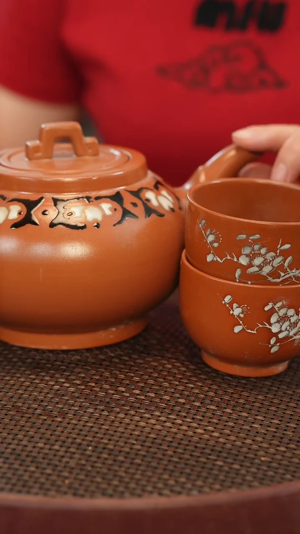 茶壶紫砂老壶  一壶俩杯