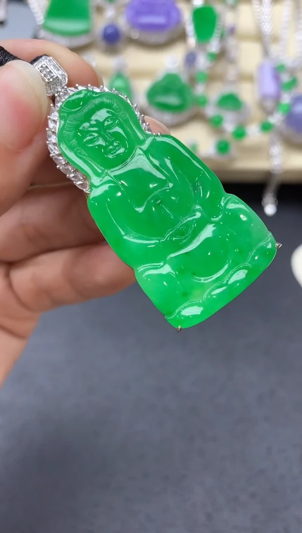 翡翠18K金镶嵌颈饰622-中国好珍宝