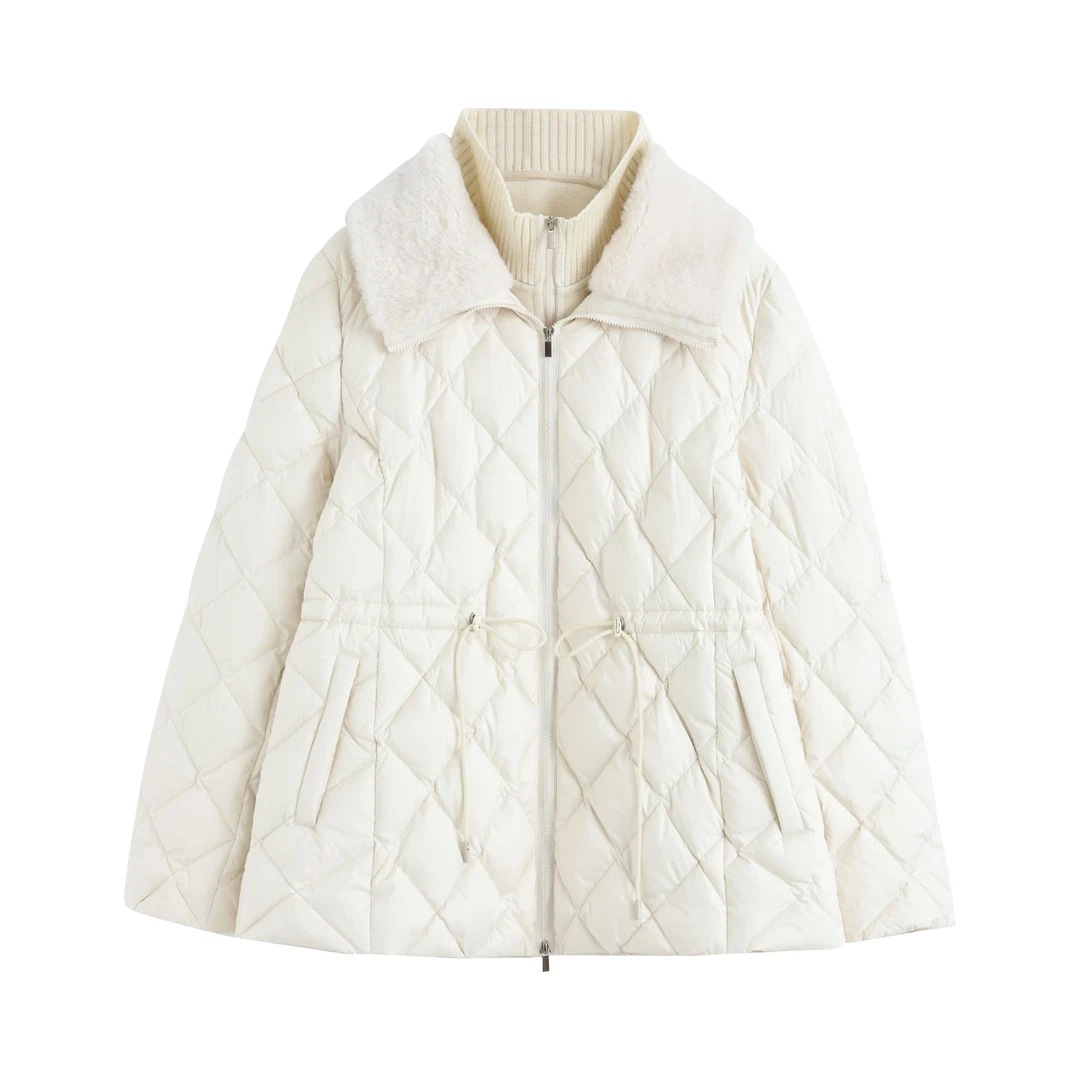 假两件拼接针织羽绒服2025冬季新款重工气质时尚